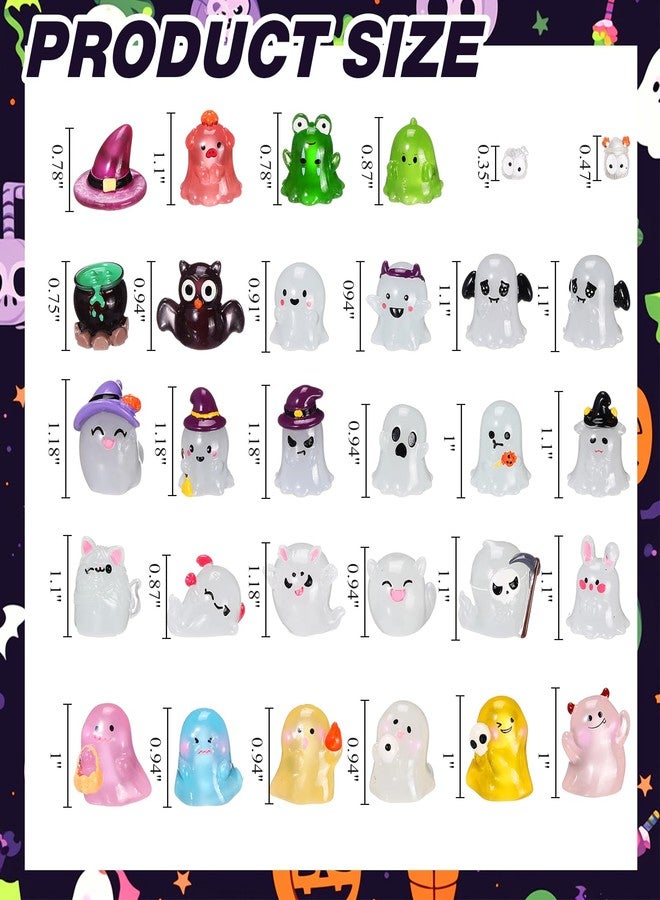 Sonwyoung 58 Pcs Halloween Luminous Mini Figures Glow in Dark Tiny Resin Figures Set Fairy House Diorama Accessories Halloween Pumpkin Ghost Skull Ornament for Garden Dollhouse Craft DIY (Wizard) - Image 2